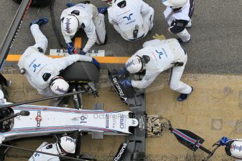 World © Octane Photographic Ltd. Williams Martini Racing FW37 – Felipe Massa practice pitstop. Saturday 21st February 2015, F1 Winter testing, Circuit de Barcelona Catalunya, Spain, Day 3. Digital Ref: 1190CB1L8101