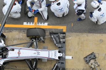 World © Octane Photographic Ltd. Williams Martini Racing FW37 – Felipe Massa practice pitstop. Saturday 21st February 2015, F1 Winter testing, Circuit de Barcelona Catalunya, Spain, Day 3. Digital Ref: 1190CB1L8109