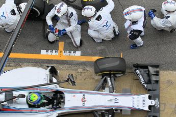 World © Octane Photographic Ltd. Williams Martini Racing FW37 – Felipe Massa practice pitstop. Saturday 21st February 2015, F1 Winter testing, Circuit de Barcelona Catalunya, Spain, Day 3. Digital Ref: 1190CB1L8114