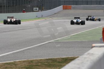 World © Octane Photographic Ltd. Sauber F1 Team C34-Ferrari – Marcus Ericsson, Williams Martini Racing FW37 – Valtteri Bottas and Scuderia Ferrari SF15-T– Sebastian Vettel. Saturday 21st February 2015, F1 Winter testing, Circuit de Barcelona Catalunya, Spain, Day 3. Digital Ref : 1190CB1L8542