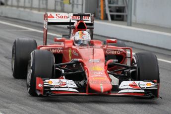 World © Octane Photographic Ltd. Scuderia Ferrari SF15-T– Sebastian Vettel. Saturday 21st February 2015, F1 Winter testing, Circuit de Barcelona Catalunya, Spain, Day 3. Digital Ref: 1190CB1L8548