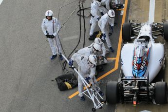World © Octane Photographic Ltd. Williams Martini Racing FW37 – Valtteri Bottas practice pitstop Saturday 21st February 2015, F1 Winter testing, Circuit de Barcelona Catalunya, Spain, Day 3. Digital Ref: 1190CB1L8557