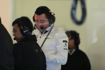 World © Octane Photographic Ltd. McLaren Honda MP4/30 - Eric Boullier. Saturday 21st February 2015, F1 Winter testing, Circuit de Catalunya, Barcelona, Spain, Day 3. Digital Ref: 1190LB1D8249