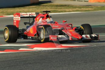 World © Octane Photographic Ltd. Scuderia Ferrari SF15-T– Sebastian Vettel. Sunday 22nd February 2015, F1 Winter testing, Circuit de Barcelona Catalunya, Spain, Day 4. Digital Ref: 1191CB1L8665