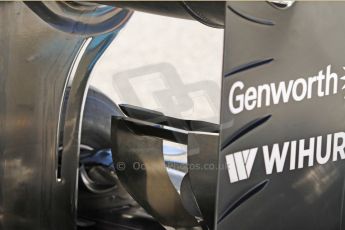 World © Octane Photographic Ltd. Williams Martini Racing FW37 rear wing detail – Valtteri Bottas. Sunday 22nd February 2015, F1 Winter test #2, Circuit de Barcelona Catalunya, Spain, Day 4. Digital Ref: 1191CB7B0774