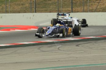 World © Octane Photographic Ltd. Sauber F1 Team C34-Ferrari – Marcus Ericsson and Williams Martini Racing FW37 – Felipe Massa. Thursday 26th February 2015, F1 Winter test #3, Circuit de Barcelona-Catalunya, Spain Test 2 Day 1. Digital Ref : 1192CB1L0452