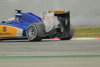 World © Octane Photographic Ltd. Sauber F1 Team C34-Ferrari rear wing – Marcus Ericsson. Thursday 26th February 2015, F1 Winter test #3, Circuit de Barcelona-Catalunya, Spain Test 2 Day 1. Digital Ref : 1192CB1L0644