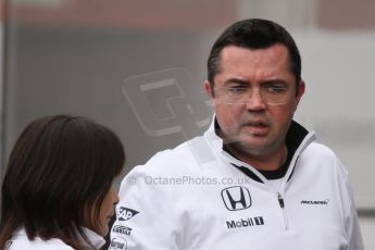 World © Octane Photographic Ltd. McLaren Honda - Eric Boullier. Thursday 26th February 2015, F1 Winter test #3, Circuit de Barcelona-Catalunya, Spain Test 2 Day 1. Digital Ref: 1192CB7L6496