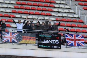 World © Octane Photographic Ltd. Mercedes AMG Petronas F1 – Lewis Hamilton fans. Thursday 26th February 2015, F1 Winter test #3, Circuit de Barcelona-Catalunya, Spain Test 2 Day 1. Digital Ref : 1192LB1D0149
