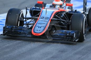 World © Octane Photographic Ltd. McLaren Honda MP4/30 - Jenson Button. Thursday 26th February 2015, F1 Winter test #3, Circuit de Barcelona-Catalunya, Spain Test 2 Day 1. Digital Ref: 1192LB1D0472