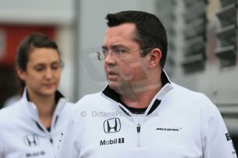 World © Octane Photographic Ltd. McLaren Honda - Eric Boullier. Thursday 26th February 2015, F1 Winter test #3, Circuit de Barcelona-Catalunya, Spain Test 2 Day 1. Digital Ref: 1192LB1D1028