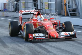 World © Octane Photographic Ltd. Scuderia Ferrari SF15-T with original camera pods – Sebastian Vettel. Friday 27th February 2015, F1 Winter test #3, Circuit de Barcelona-Catalunya, Spain Test 2 Day 2. Digital Ref : 1193CB1L0708