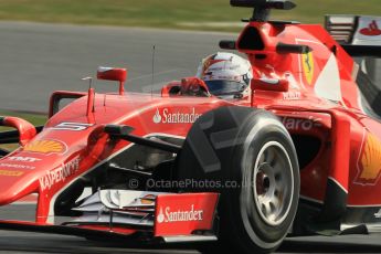 World © Octane Photographic Ltd. Scuderia Ferrari SF15-T– Sebastian Vettel. Friday 27th February 2015, F1 Winter test #3, Circuit de Barcelona-Catalunya, Spain Test 2 Day 2. Digital Ref : 1193CB1L1252