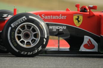 World © Octane Photographic Ltd. Scuderia Ferrari SF15-T blown front wheel nut – Sebastian Vettel. Friday 27th February 2015, F1 Winter test #3, Circuit de Barcelona-Catalunya, Spain Test 2 Day 2. Digital Ref : 1193CB1L1327