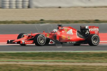 World © Octane Photographic Ltd. Scuderia Ferrari SF15-T– Sebastian Vettel. Friday 27th February 2015, F1 Winter test #3, Circuit de Barcelona-Catalunya, Spain Test 2 Day 2. Digital Ref : 1193CB1L1355
