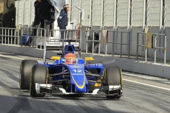 World © Octane Photographic Ltd. Sauber F1 Team C34-Ferrari – Felipe Nasr. Friday 27th February 2015, F1 Winter test #3, Circuit de Barcelona-Catalunya, Spain Test 2 Day 2. Digital Ref : 1193CB1L1697