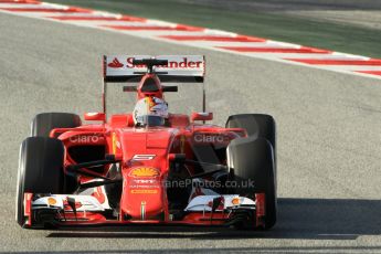 World © Octane Photographic Ltd. Scuderia Ferrari SF15-T– Sebastian Vettel. Friday 27th February 2015, F1 Winter test #3, Circuit de Barcelona-Catalunya, Spain Test 2 Day 2. Digital Ref : 1193CB1L2095