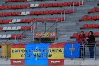 World © Octane Photographic Ltd. Fernando Alonso Fans in the grandstand. Friday 27th February 2015, F1 Winter test #3, Circuit de Barcelona-Catalunya, Spain Test 2 Day 2. Digital Ref: 1193LB1D1647