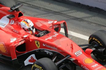 World © Octane Photographic Ltd. Scuderia Ferrari SF15-T– Sebastian Vettel. Friday 27th February 2015, F1 Winter test #3, Circuit de Barcelona-Catalunya, Spain Test 2 Day 2. Digital Ref : 1193LB1D1797