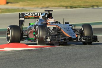 World © Octane Photographic Ltd. Sahara Force India VJM08 – Nico Hulkenberg. Saturday 28th February 2015, F1 Winter test #3, Circuit de Barcelona-Catalunya, Spain Test 2 Day 3. Digital Ref: 1194CB1L2428