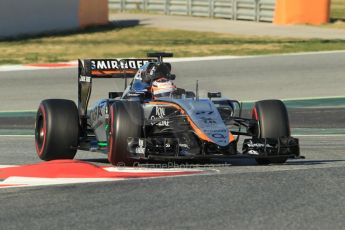 World © Octane Photographic Ltd. Sahara Force India VJM08 – Nico Hulkenberg Saturday 28th February 2015, F1 Winter test #3, Circuit de Barcelona-Catalunya, Spain Test 2 Day 3. Digital Ref: 1194CB1L3034