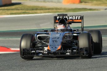 World © Octane Photographic Ltd. Sahara Force India VJM08 – Nico Hulkenberg Saturday 28th February 2015, F1 Winter test #3, Circuit de Barcelona-Catalunya, Spain Test 2 Day 3. Digital Ref: 1194CB1L3039