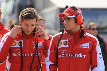 World © Octane Photographic Ltd. Scuderia Ferrari - Esteban Gutierrez - Reserve Driver and Massimo Rivola - Sporting Director. Saturday 28th February 2015, F1 Winter test #3, Circuit de Barcelona-Catalunya, Spain Test 2 Day 3. Digital Ref: 1194CB1L3517