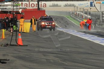 World © Octane Photographic Ltd. Marshals cover an oil leak on the pitlane with cement dust. Saturday 28th February 2015, F1 Winter test #3, Circuit de Barcelona-Catalunya, Spain Test 2 Day 3. Digital Ref : 1194CB1L3540