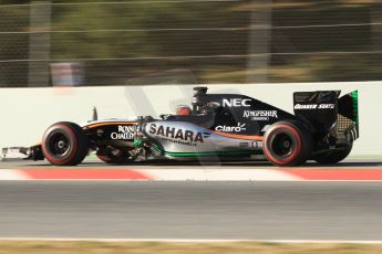 World © Octane Photographic Ltd. Sahara Force India VJM08 – Nico Hulkenberg Saturday 28th February 2015, F1 Winter test #3, Circuit de Barcelona-Catalunya, Spain Test 2 Day 3. Digital Ref: 1194CB7B1295