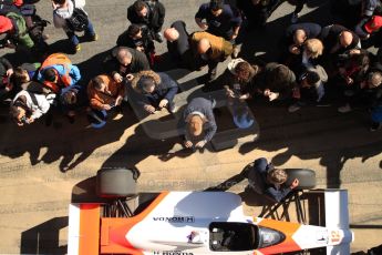World © Octane Photographic Ltd. McLaren Honda MP4/4 in the pitlane during the fans' pitwalk. Saturday 28th February 2015, F1 Winter test #3, Circuit de Barcelona-Catalunya, Spain Test 2 Day 3. Digital Ref: 1194CB7B1366
