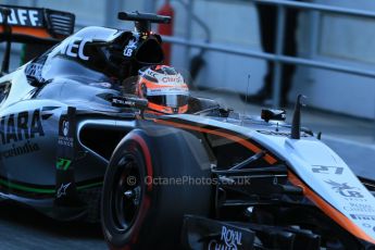 World © Octane Photographic Ltd. Sahara Force India VJM08 – Nico Hulkenburg. Saturday 28th February 2015, F1 Winter test #3, Circuit de Barcelona-Catalunya, Spain Test 2 Day 3. Digital Ref: 1194LB1D2679