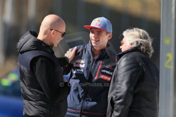 World © Octane Photographic Ltd. Scuderia Toro Rosso STR10 – Max Verstappen talking with Keke Rosberg. Saturday 28th February 2015, F1 Winter test #3, Circuit de Barcelona-Catalunya, Spain Test 2 Day 3. Digital Ref: 1194LB1D3063