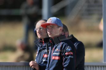 World © Octane Photographic Ltd. Scuderia Toro Rosso STR10 – Max Verstappen talking with Franz Tost. Saturday 28th February 2015, F1 Winter test #3, Circuit de Barcelona-Catalunya, Spain Test 2 Day 4. Digital Ref: 1194LB1D3086