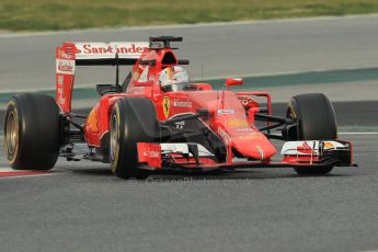 World © Octane Photographic Ltd. Scuderia Ferrari SF15-T– Sebastian Vettel. Sunday 1st March 2015, F1 Winter test #3, Circuit de Barcelona-Catalunya, Spain Test 2 Day 4. Digital Ref: 1195CB1L3759