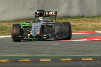 World © Octane Photographic Ltd. Sahara Force India VJM08 – Sergio Perez. Sunday 1st March 2015, F1 Winter test #3, Circuit de Barcelona-Catalunya, Spain Test 2 Day 4. Digital Ref: 1195CB1L3921