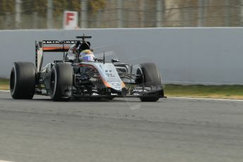 World © Octane Photographic Ltd. Sahara Force India VJM08 – Sergio Perez. Sunday 1st March 2015, F1 Winter test #3, Circuit de Barcelona-Catalunya, Spain Test 2 Day 4. Digital Ref: 1195CB1L4166