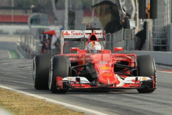 World © Octane Photographic Ltd. Scuderia Ferrari SF15-T– Sebastian Vettel. Sunday 1st March 2015, F1 Winter test #3, Circuit de Barcelona-Catalunya, Spain Test 2 Day 4. Digital Ref: 1195CB1L4198