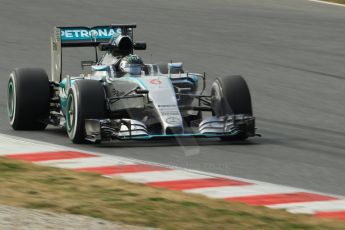 World © Octane Photographic Ltd. Mercedes AMG Petronas F1 W06 Hybrid – Nico Rosberg. Sunday 1st March 2015, F1 Winter test #3, Circuit de Barcelona-Catalunya, Spain Test 2 Day 4. Digital Ref: 1195CB1L4346