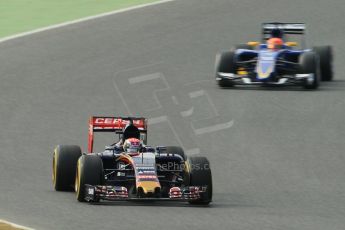 World © Octane Photographic Ltd. Scuderia Toro Rosso STR10 – Max Verstappen and Sauber F1 Team C34-Ferrari – Felipe Nasr. Sunday 1st March 2015, F1 Winter test #3, Circuit de Barcelona-Catalunya, Spain Test 2 Day 4. Digital Ref: 1195CB1L4352