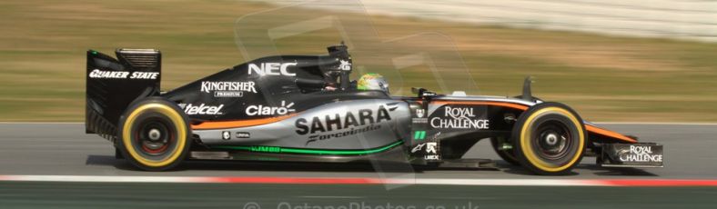 World © Octane Photographic Ltd. Sahara Force India VJM08 – Sergio Perez. Sunday 1st March 2015, F1 Winter test #3, Circuit de Barcelona-Catalunya, Spain Test 2 Day 4. Digital Ref: 1195CB7B1528