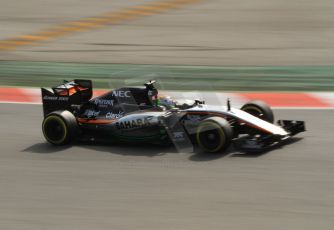 World © Octane Photographic Ltd. Sahara Force India VJM08 – Sergio Perez. Sunday 1st March 2015, F1 Winter test #3, Circuit de Barcelona-Catalunya, Spain Test 2 Day 4. Digital Ref: 1195CB7B1540