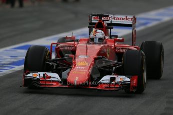 World © Octane Photographic Ltd. Scuderia Ferrari SF15-T– Sebastian Vettel. Sunday 1st March 2015, F1 Winter test #3, Circuit de Barcelona-Catalunya, Spain Test 2 Day 4. Digital Ref: 1195LB1D3293