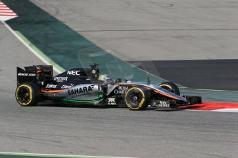 World © Octane Photographic Ltd. Sahara Force India VJM08 – Sergio Perez. Sunday 1st March 2015, F1 Winter test #3, Circuit de Barcelona-Catalunya, Spain Test 2 Day 4. Digital Ref: 1195LB1D3698