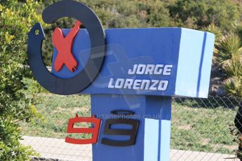 World © Octane Photographic Ltd. Jorge Lorenzo tribute at the exit of the final corner. Sunday 1st February 2015, Formula 1 Winter testing, Jerez de la Frontera, Spain. Digital Ref: 1180CB1D1303