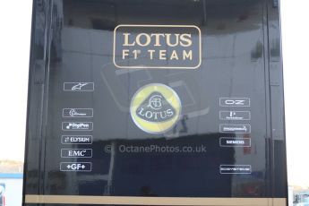 World © Octane Photographic Ltd. Lotus F1 Team logos. Sunday 1st February 2015, Formula 1 Winter testing, Jerez de la Frontera, Spain. Digital Ref: 1180CB7D0070