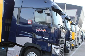 World © Octane Photographic Ltd. Infiniti Red Bull Racing trucks. Sunday 1st February 2015, Formula 1 Winter testing, Jerez de la Frontera, Spain. Digital Ref : 1180CB7D0077