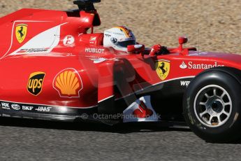 World © Octane Photographic Ltd. Scuderia Ferrari SF-15T– Sebastian Vettel. Sunday 1st February 2015, Formula 1 Winter testing, Jerez de la Frontera, Spain. Digital Ref: 1180LB1D1464