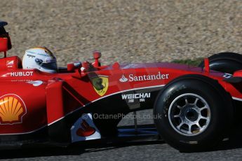 World © Octane Photographic Ltd. Scuderia Ferrari SF-15T– Sebastian Vettel. Sunday 1st February 2015, Formula 1 Winter testing, Jerez de la Frontera, Spain. Digital Ref: 1180LB1D1499