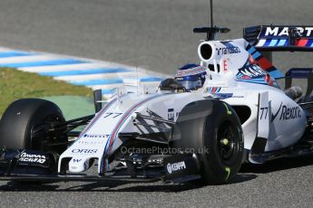 World © Octane Photographic Ltd. Williams Martini Racing FW37 Valtteri Bottas. Sunday 1st February 2015, Formula 1 Winter testing, Jerez de la Frontera, Spain. Digital Ref: 1181LB1D1301