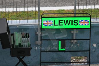 World © Octane Photographic Ltd. Mercedes AMG Petronas – Lewis Hamilton' pit board. Monday 2nd  February 2015, Formula 1 Winter testing, Jerez de la Frontera, Spain. Digital Ref : 1182CB1D1730